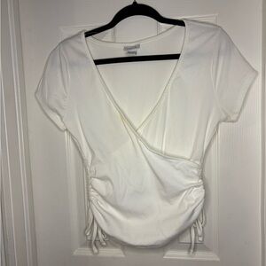 Rue21 White Short Sleeve Wrap Top